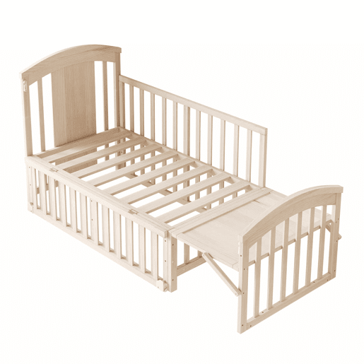 Berço de madeira multifuncional 120x60x95 cm (extensível até 40 cm) u2013 com trocador, prateleira dobrável, convertível em berço de co-leito, estrutura extensível, sem colchão u2013 cor madeira natural Berço de madeira multifuncional 120x60x95 cm (extensível até 40 cm) u2013 com trocador, prateleira dobrável, convertível em berço de co-leito, estrutura extensível, sem colchão u2013 cor madeira natural