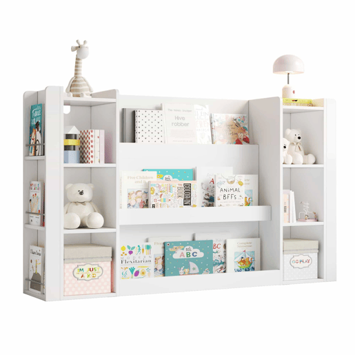 Estante infantil 140 x 30 x 95 cm - estante para livros infantis com espaço de arrumação, armário infantil, móvel de madeira para quarto infantil - branco