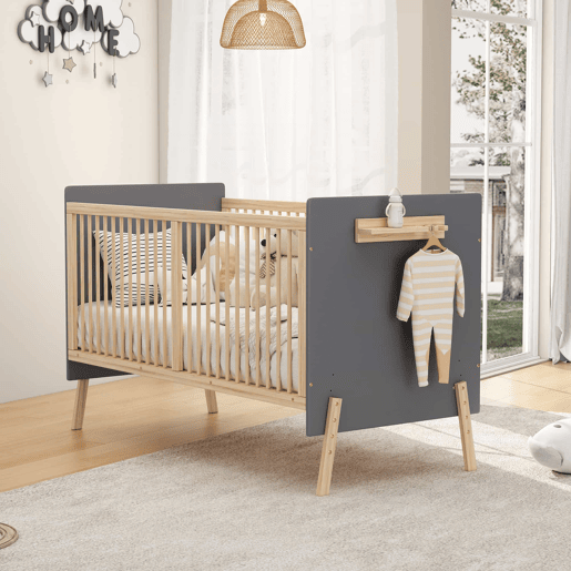 Berço de madeira maciça 140x70x86 cm - altura regulável em 3 níveis, pintura ecológica, convertível em berço de co-leito e sofá-cama, sem colchão - Azul