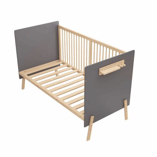 Berço de madeira maciça 140x70x86 cm - altura regulável em 3 níveis, pintura ecológica, convertível em berço de co-leito e sofá-cama, sem colchão - Azul