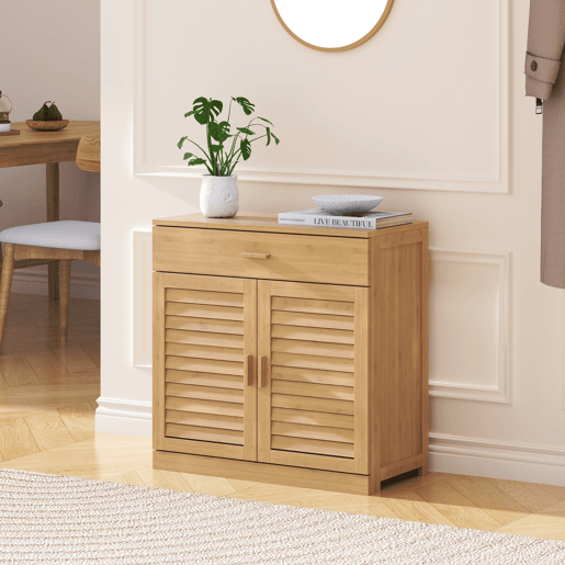 Sapateira Aarela com gaveta bambu 67x66x34cm - Natural en.casa
