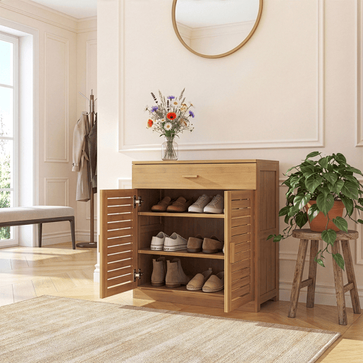 Sapateira Aarela com gaveta bambu 67x66x34cm - Natural en.casa