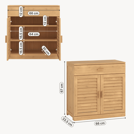 Sapateira Aarela com gaveta bambu 67x66x34cm - Natural en.casa