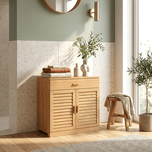 Sapateira Aarela com gaveta bambu 67x66x34cm - Natural en.casa