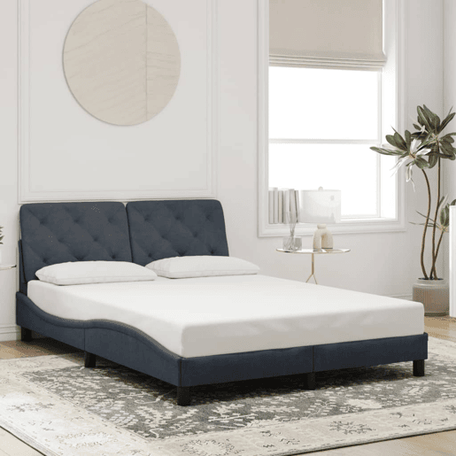 Estrutura de Cama de casal moderno com LED sem colchão 120x200cm veludo cinzento-escuro