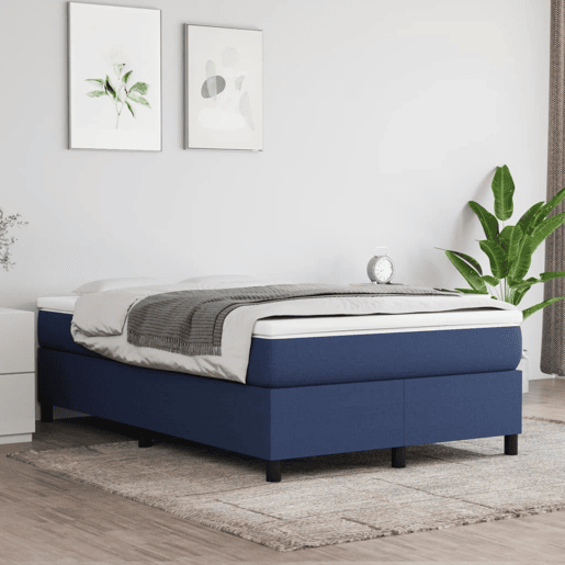 Estrutura de Cama de casal moderno com molas 120x200 cm tecido azul