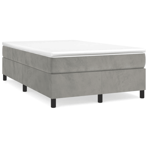 Estrutura de Cama de casal moderno com molas 120x200 cm veludo cinzento-claro