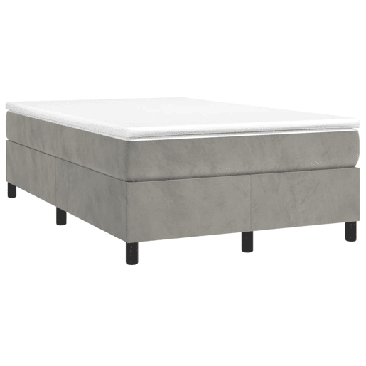 Estrutura de Cama de casal moderno com molas 120x200 cm veludo cinzento-claro