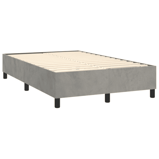 Estrutura de Cama de casal moderno com molas 120x200 cm veludo cinzento-claro