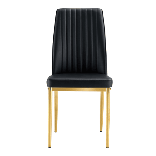 Cadeira de sala de jantar 4 unidades - PU preto, pernas metálicas douradas - design elegante Preto+Dourado
