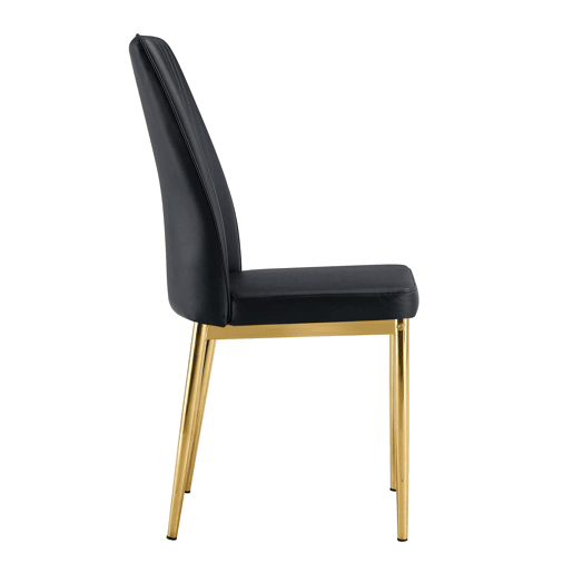 Cadeira de sala de jantar 4 unidades - PU preto, pernas metálicas douradas - design elegante Preto+Dourado