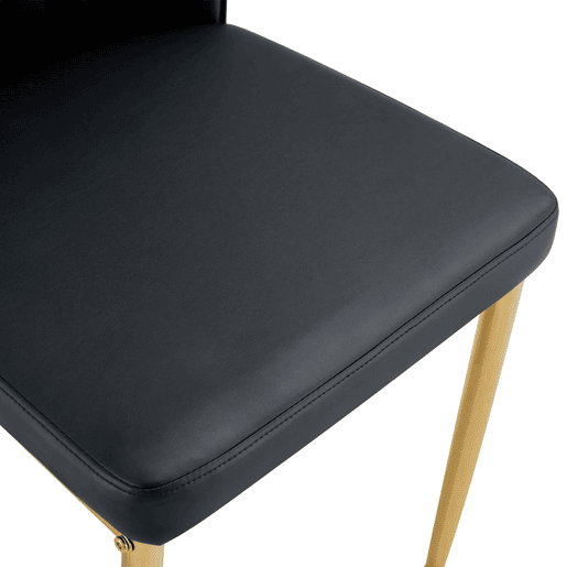 Cadeira de sala de jantar 4 unidades - PU preto, pernas metálicas douradas - design elegante Preto+Dourado