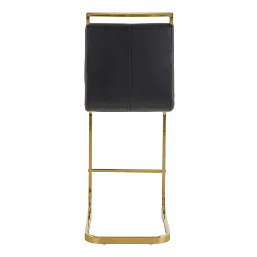 Bancos de bar 2 unidades - Estilo nórdico, couro sintético, pernas metálicas - Preto+Dourado
