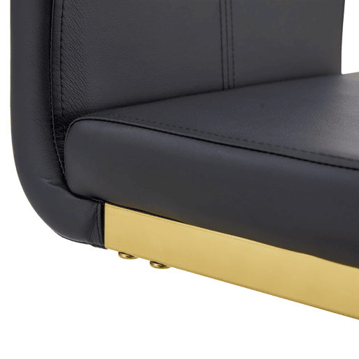 Bancos de bar 2 unidades - Estilo nórdico, couro sintético, pernas metálicas - Preto+Dourado