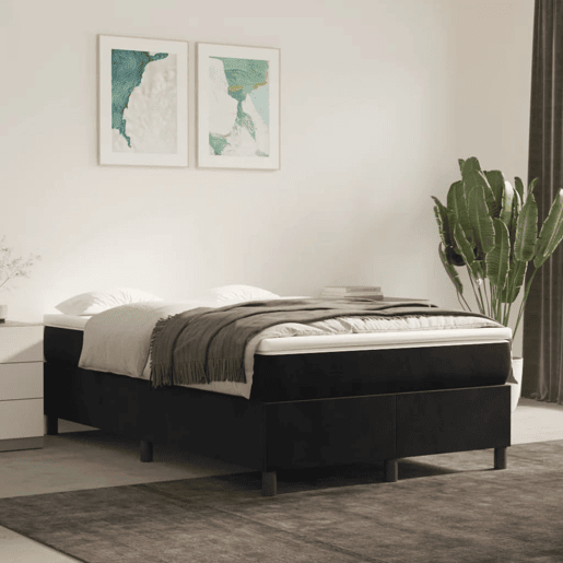 Estrutura de Cama de casal moderno com molas 120x200 cm veludo preto