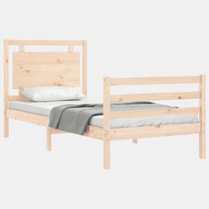 Estrutura de cama de solteiro para adultos com cabeceira 100x200 cm madeira maciça