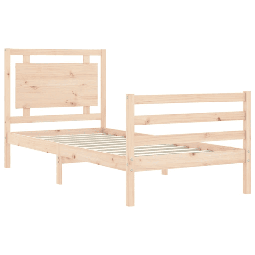 Estrutura de cama de solteiro para adultos com cabeceira 100x200 cm madeira maciça