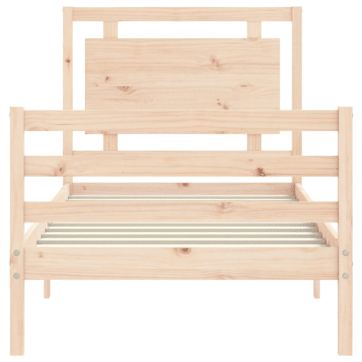 Estrutura de cama de solteiro para adultos com cabeceira 100x200 cm madeira maciça
