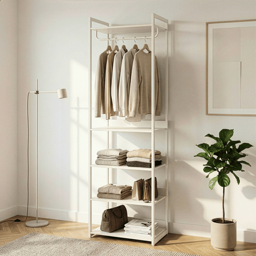 Bengaleiro de pé Jässaatka 1 varão 5 prateleiras aço 200x61x40 cm Cinzento en.casa