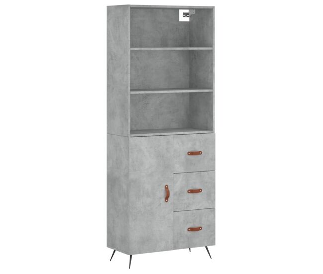 Aparador alto - mueble de almacenamiento madera contrachapada gris hormigón 69,5x34x180 cm es870