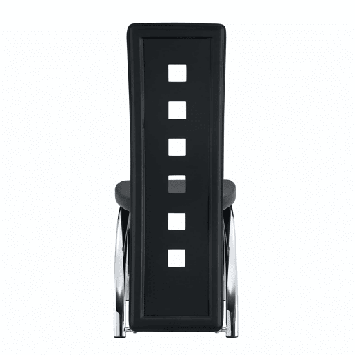 Cadeiras de sala de jantar 2 peças - design europeu com padrão perfurado, PU preto + pernas metálicas prateadas - Preto+Prata