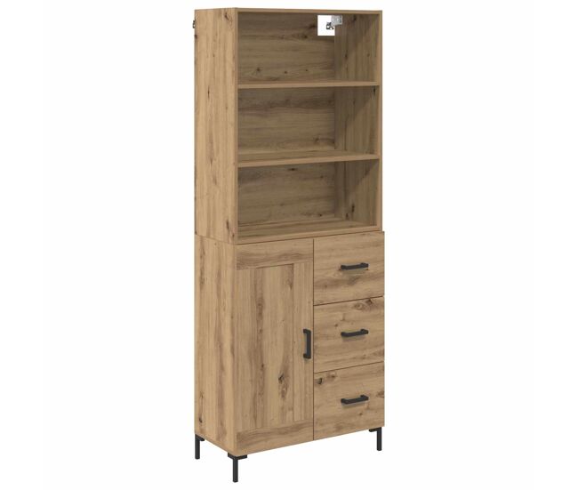 Aparador alto - mueble de almacenamiento con cajón roble artesanal 69,5 x 34 x 180 cm es423