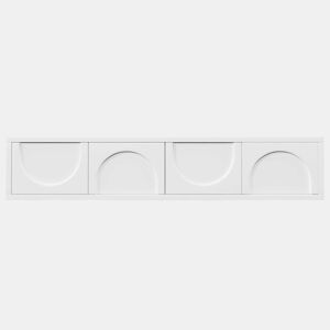 Móvel de TV moderno de 175 cm - design minimalista curvo, veios de madeira, amplo espaço de arrumação e organização de cabos - branco