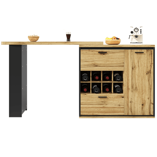 Mesa extensível 138x39x105 cm - estende até 220 cm, mesa de cozinha e sala de jantar, com veios de madeira - Cor madeira