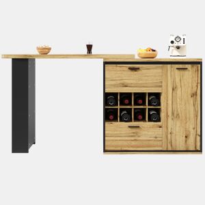 Mesa extensível 138x39x105 cm - estende até 220 cm, mesa de cozinha e sala de jantar, com veios de madeira - Cor madeira