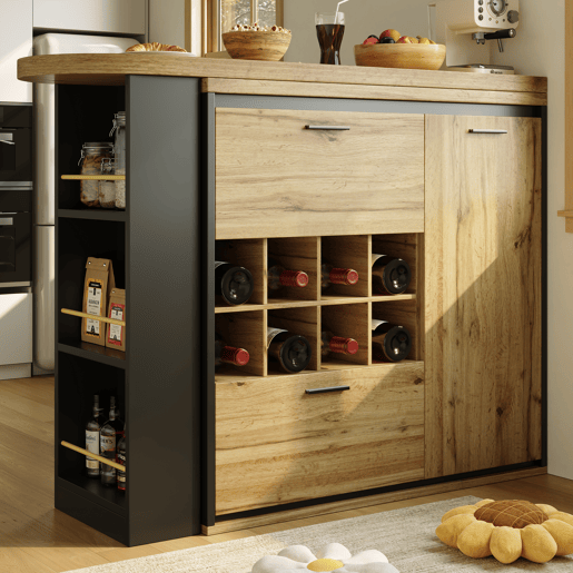 Mesa extensível 138x39x105 cm - estende até 220 cm, mesa de cozinha e sala de jantar, com veios de madeira - Cor madeira