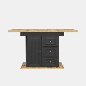 Mesa extensível 110x80x75 cm - Adequada para sala de jantar, cozinha ou terraço - Madeira natural