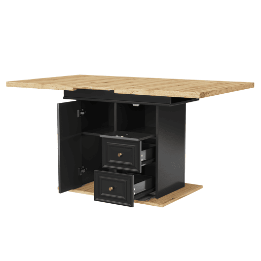 Mesa extensível 110x80x75 cm - Adequada para sala de jantar, cozinha ou terraço - Madeira natural