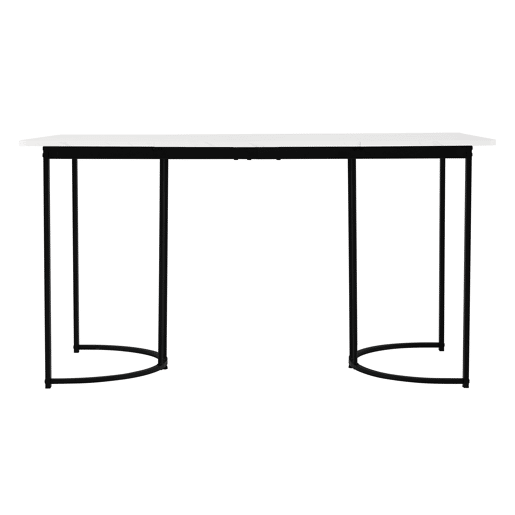 Mesa de jantar 140x80 cm - Mesa retangular moderna com padrão mármore, pernas ajustáveis - BrancoPreto