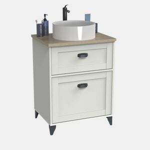 Móvel de casa de banho para lavatórios de 60 cm, Toscana Branco Mate e Carvalho Cambriano com 1 porta e 1 gaveta (Lavatório de cerâmica)