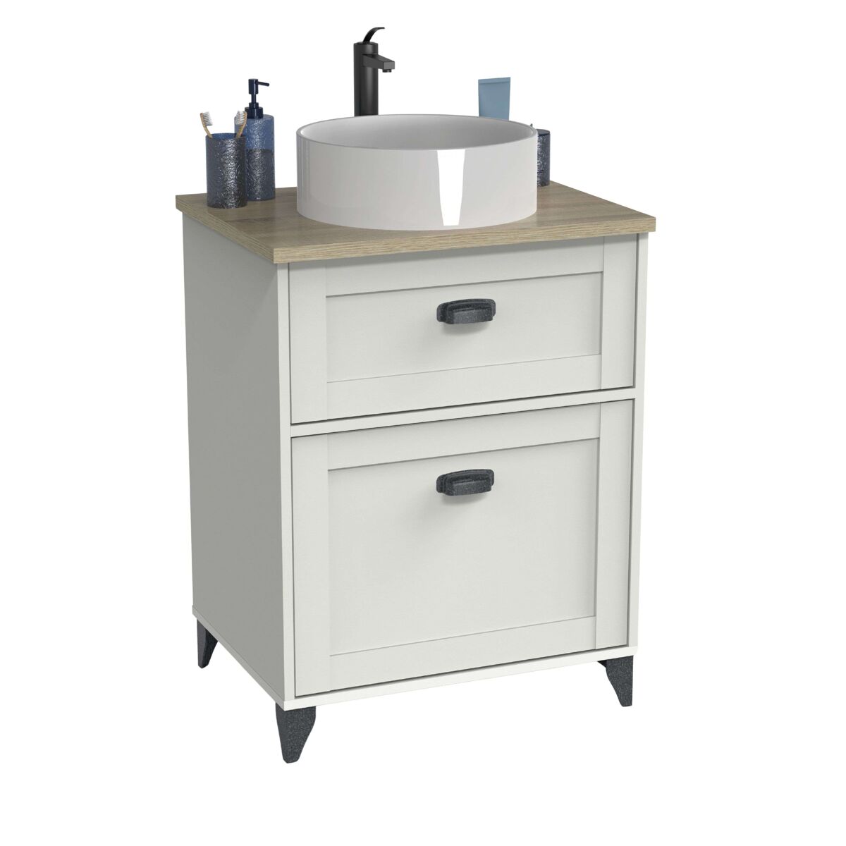 Mueble de lavabo Toscana 2 cajones melamina guías metálicas