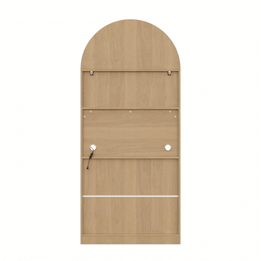 Aparador 80 x 35 x 180 cm - Com LED regulável, portas em rattan, 1 prateleira de exposição, 2 prateleiras de arrumação, 3 gavetas - Cor carvalho claro