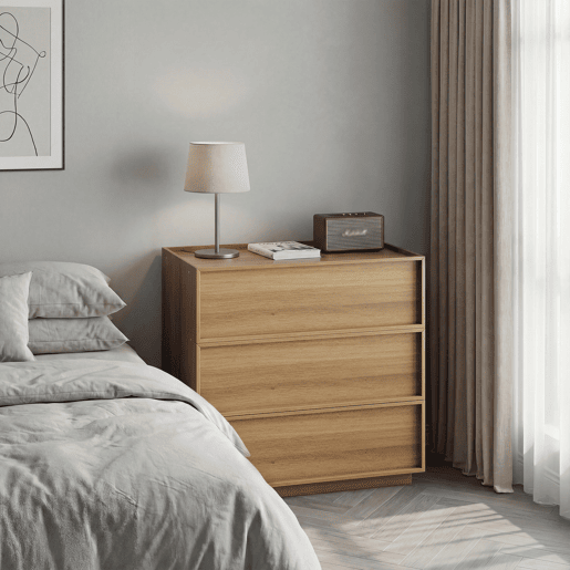 Cômoda com 3 gavetas - Móvel de arrumação moderno para sala, quarto e corredor - Carvalho