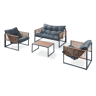Conjunto de mobiliário de jardim Karg mesa + sofá + poltronas Cinzento escuro Rotim casa.pro