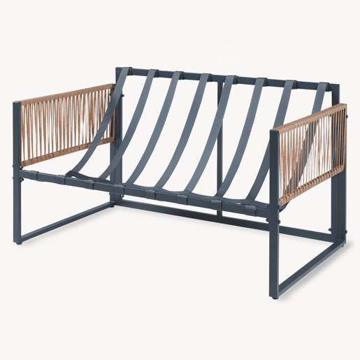 Conjunto de mobiliário de jardim Karg mesa + sofá + poltronas Cinzento escuro Rotim casa.pro Conjunto de mobiliário de jardim Karg mesa + sofá + poltronas Cinzento escuro Rotim casa.pro