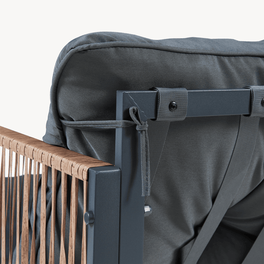 Conjunto de mobiliário de jardim Karg mesa + sofá + poltronas Cinzento escuro Rotim casa.pro Conjunto de mobiliário de jardim Karg mesa + sofá + poltronas Cinzento escuro Rotim casa.pro