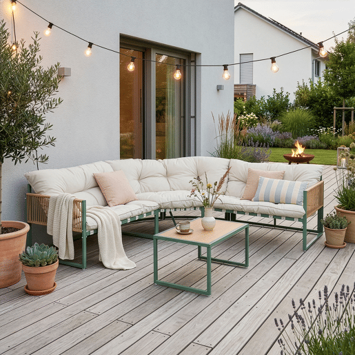 Conjunto de mobiliário de jardim Karg mesa + sofá Verde Rotim casa.pro Conjunto de mobiliário de jardim Karg mesa + sofá Verde Rotim casa.pro