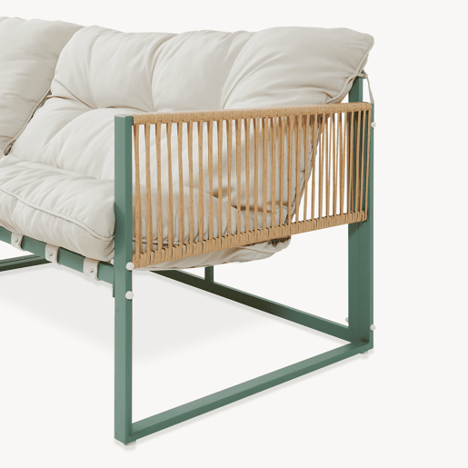 Conjunto de mobiliário de jardim Karg mesa + sofá Verde Rotim casa.pro Conjunto de mobiliário de jardim Karg mesa + sofá Verde Rotim casa.pro