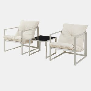 Conjunto de mobiliário de jardim Karg mesa + poltronas Bege casa.pro