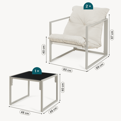 Conjunto de mobiliário de jardim Karg mesa + poltronas Bege casa.pro Conjunto de mobiliário de jardim Karg mesa + poltronas Bege casa.pro