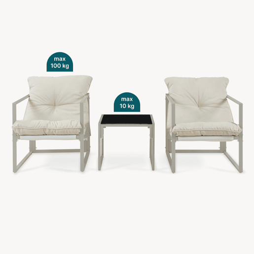 Conjunto de mobiliário de jardim Karg mesa + poltronas Bege casa.pro Conjunto de mobiliário de jardim Karg mesa + poltronas Bege casa.pro