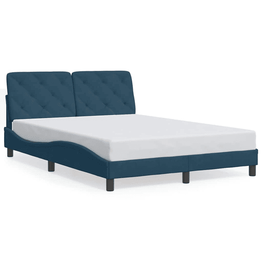 Estrutura de Cama de casal moderno com LED sem colchão 120x200 cm veludo azul