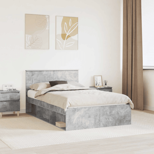 Estrutura De Cama De Casal Simple - Concreto 120 x 190 cm Madeira processada