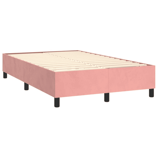 Estrutura de Cama de casal moderno com molas 120x200 cm veludo rosa