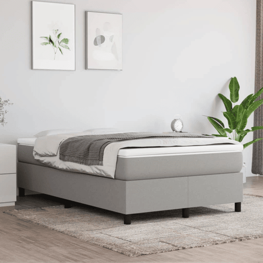 Estrutura de Cama de casal moderno com molas 120x200 cm tecido cinzento-claro
