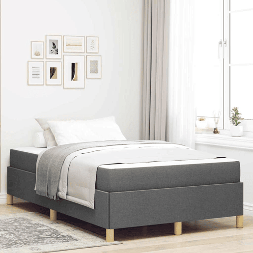 Estrutura da Cama de casal moderno com colchão Cinza Escuro 120 x 200 cm tecido